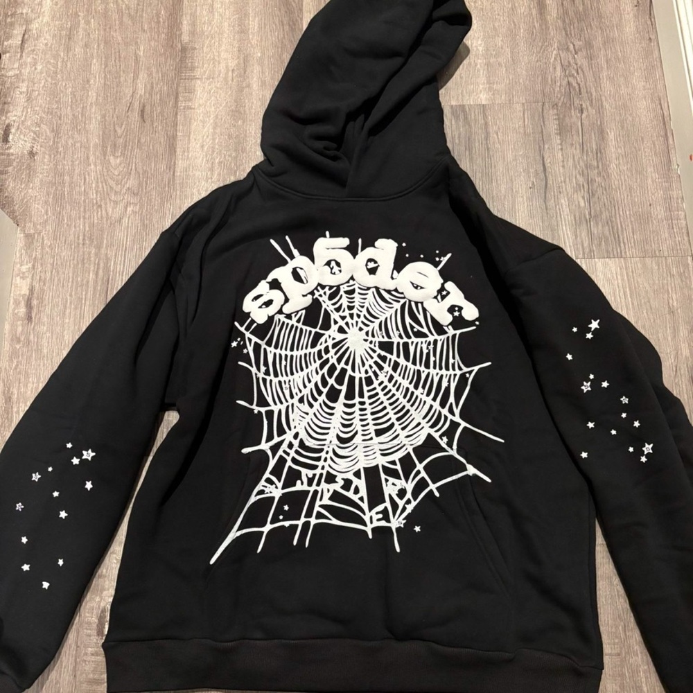 Spider Black Hoodie with Web Design